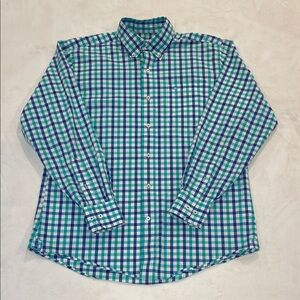 Southern Tide Men’s Gingham Button-Down Shirt – Blue & Teal Check - Size Medium
